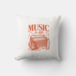 Music Is Life Vintage Design クッション