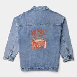 Music Is Life Vintage Design デニムジャケット