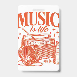 Music Is Life Vintage Design バッジ
