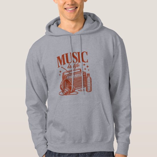 Music Is Life Vintage Design パーカ (正面)