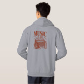Music Is Life Vintage Design パーカ (裏面フル)