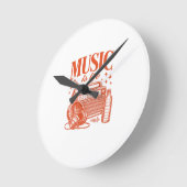 Music Is Life Vintage Design ラウンド壁時計 (傾斜)
