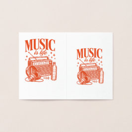 Music Is Life Vintage Design 箔カード