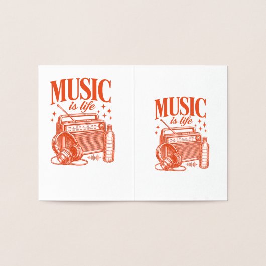 Music Is Life Vintage Design 箔カード (内部)