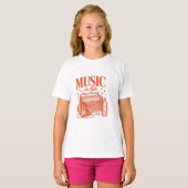 Music Is Life Vintage Design Tシャツ (正面フル)