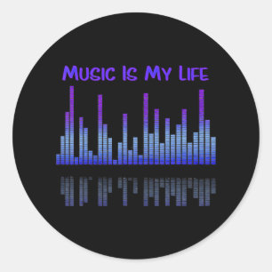 Music Is My Life Equalizer DJおもしろい引用文 ラウンドシール