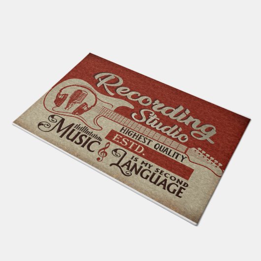 Music Is My Second Language Mat, Studio Decor ドアマット (アングル)