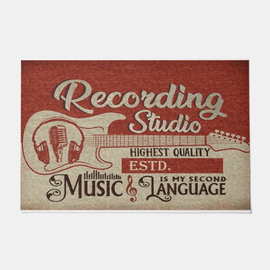 Music Is My Second Language Mat, Studio Decor ドアマット (正面)