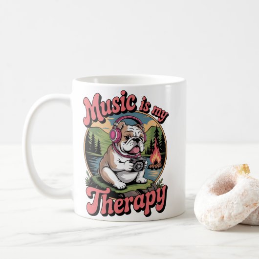 Music Is My Therapy Ceramic Mug コーヒーマグカップ (ドーナツ)