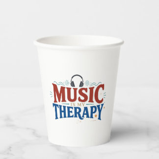 Music Is My Therapy Funny Music Lover Headphones D 紙コップ