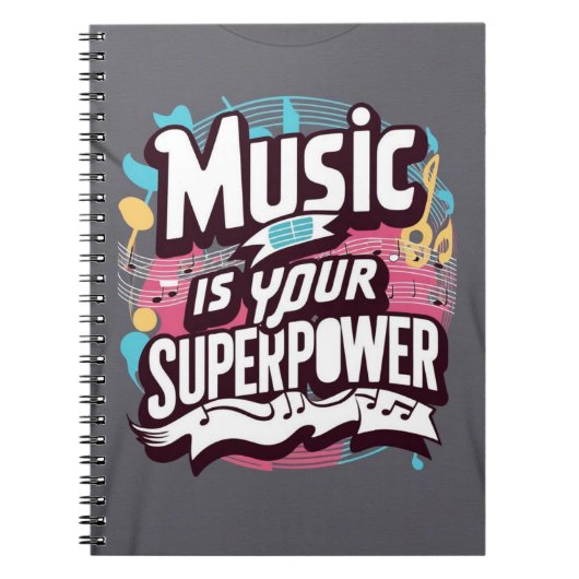 Music Is Your Superpower オプション3 ノートブック (正面)