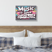 Music Is Your Superpower ワイド キャンバスプリント (インサイチュ (寝室))