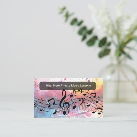 Music Lessons Classes Modern Business Cards 名刺 (スタンド正面)