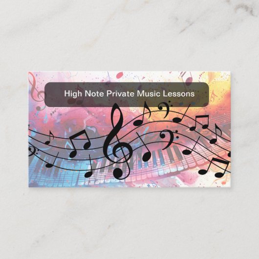 Music Lessons Classes Modern Business Cards 名刺 (正面)