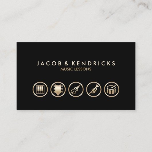Music Lessons Gold Icons BusinessCard 名刺 (正面)
