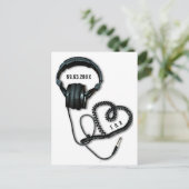 Music=Love Headphonesハート日付はがきを保存 ポストカード (スタンド正面)