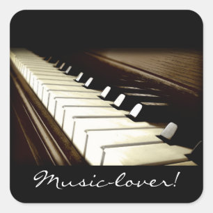 MUSIC-LOVERピアノ・鍵・ステッカー スクエアシール