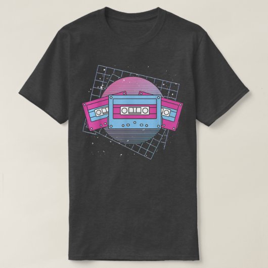 Music Lover 80s Art Cassette Synthwave Vaporwave M Tシャツ (デザイン正面)