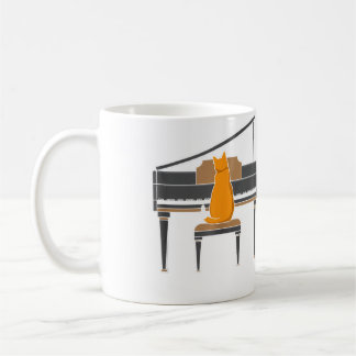 Music Lover Cat Playing Piano コーヒーマグカップ
