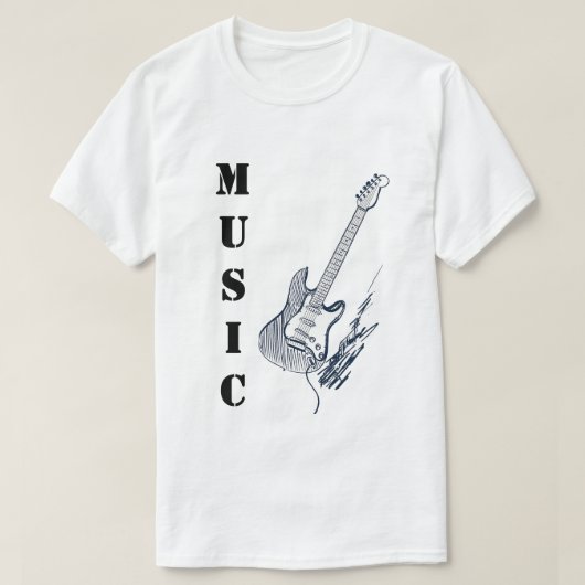 Music Lover Classic Guitar Tee – Casual T-Shirt Tシャツ (デザイン正面)