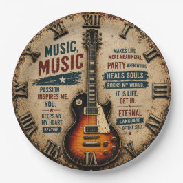 Music Lover Electric Guitar Inspirational Decor ペーパープレート