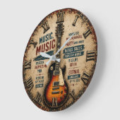 Music Lover Electric Guitar Inspirational Decor ラージ壁時計 (傾斜)
