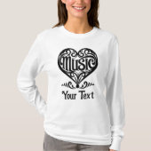 Music Lover Elegant Scrolled Heart Personalized Tシャツ (正面)