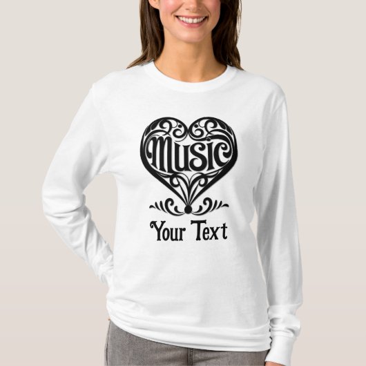 Music Lover Elegant Scrolled Heart Personalized Tシャツ (正面)