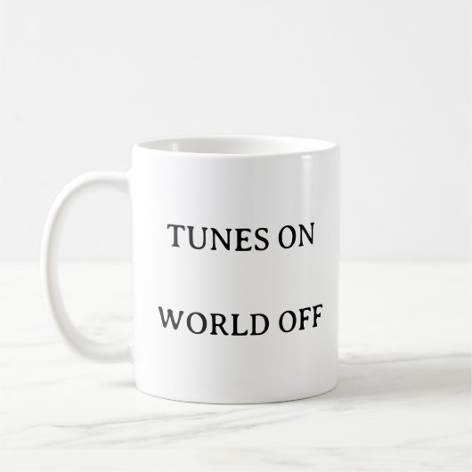 Music Lover Mug - Tunes On, World Off引用文 コーヒーマグカップ (左)