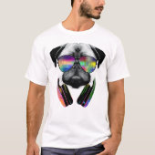 Music lover pug v2 tシャツ (正面)