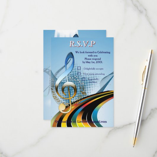 Music Lovers Celebration Themes 出欠カード (正面/裏面インサイチュ)