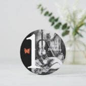 MUSIC MAKING CAT FIRST BIRTHDAY PARTY,白黒 招待状 (スタンド正面)