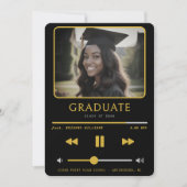 Music MP3 Player Black & Gold Graduation 案内状 (正面)