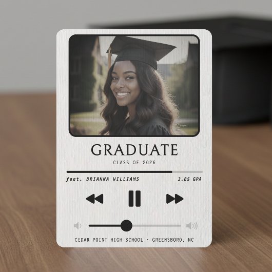 Music MP3 Player White Graduation 案内状