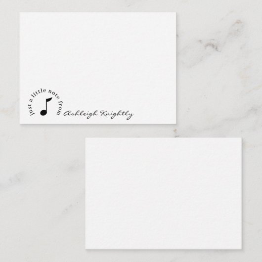 Music Noteスクリプト名白黒 パーソナライズされた ノートカード (正面/裏面)