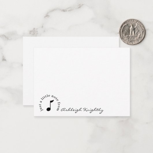 Music Noteスクリプト名白黒 パーソナライズされた ノートカード (正面/裏面インサイチュ)