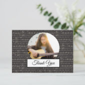 Music Note白黒パターンミュージシャン写真 サンキューカード (スタンド正面)