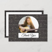 Music Note白黒パターンミュージシャン写真 サンキューカード (正面/裏面)