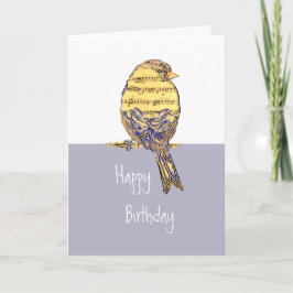 Music Note Birdでの誕生日の希望 カード