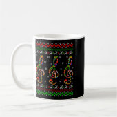 Music Note Christmas Ugly Sweater Musical Teacher コーヒーマグカップ (左)