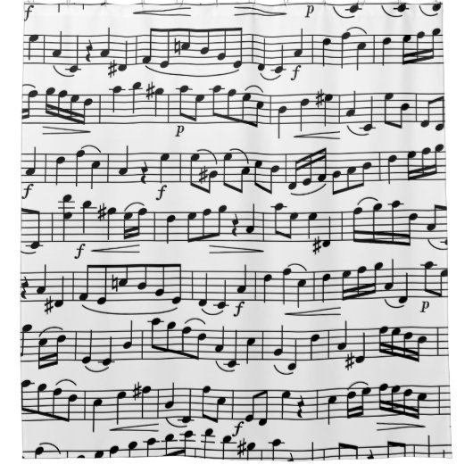 Music Note Design シャワーカーテン (正面)