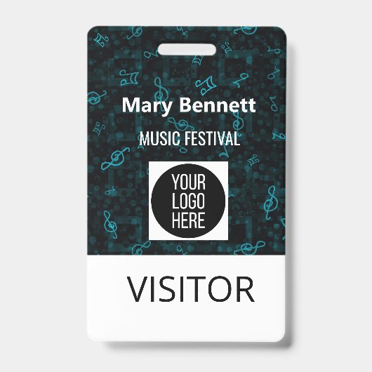 Music Note Pattern Lanyard | Event Badge Holder |  バッジ (裏面)