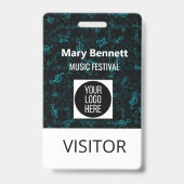 Music Note Pattern Lanyard | Event Badge Holder |  バッジ (表面)