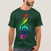 Music Note Rainbow Treble Clef Musical Symbol Tシャツ (正面)