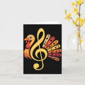 Music Note Symbol Turkey Teacher Fall Thanksgiving カード (黄色い花)