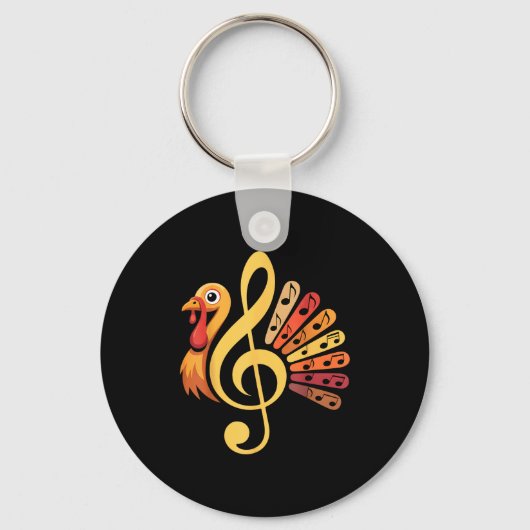 Music Note Symbol Turkey Teacher Fall Thanksgiving キーホルダー (正面)