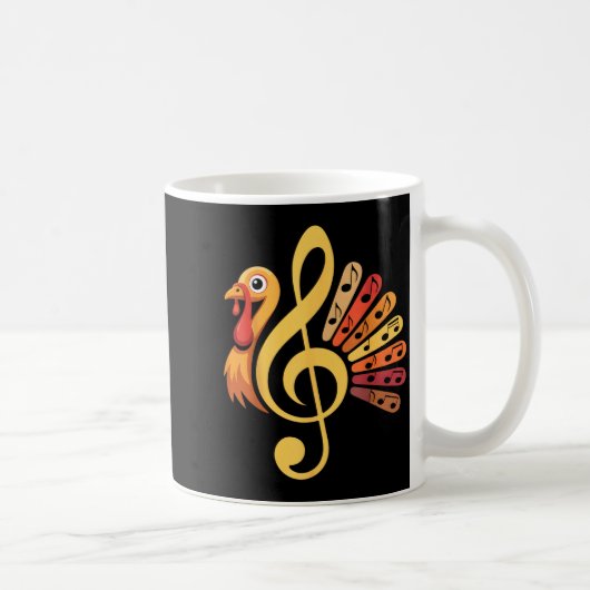 Music Note Symbol Turkey Teacher Fall Thanksgiving コーヒーマグカップ (右)