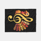 Music Note Symbol Turkey Teacher Fall Thanksgiving フリースブランケット (正面(横))