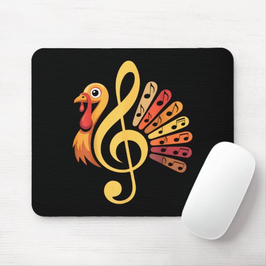 Music Note Symbol Turkey Teacher Fall Thanksgiving マウスパッド (マウス)