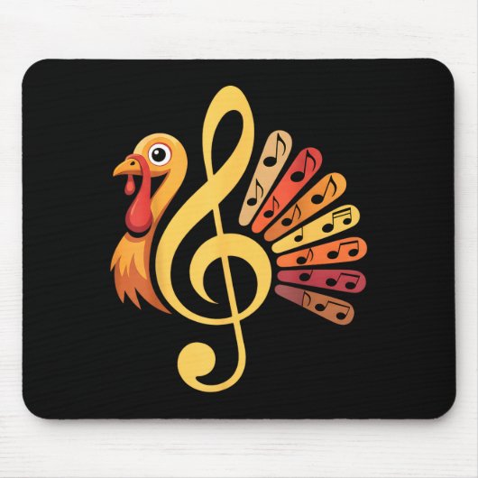 Music Note Symbol Turkey Teacher Fall Thanksgiving マウスパッド (正面)